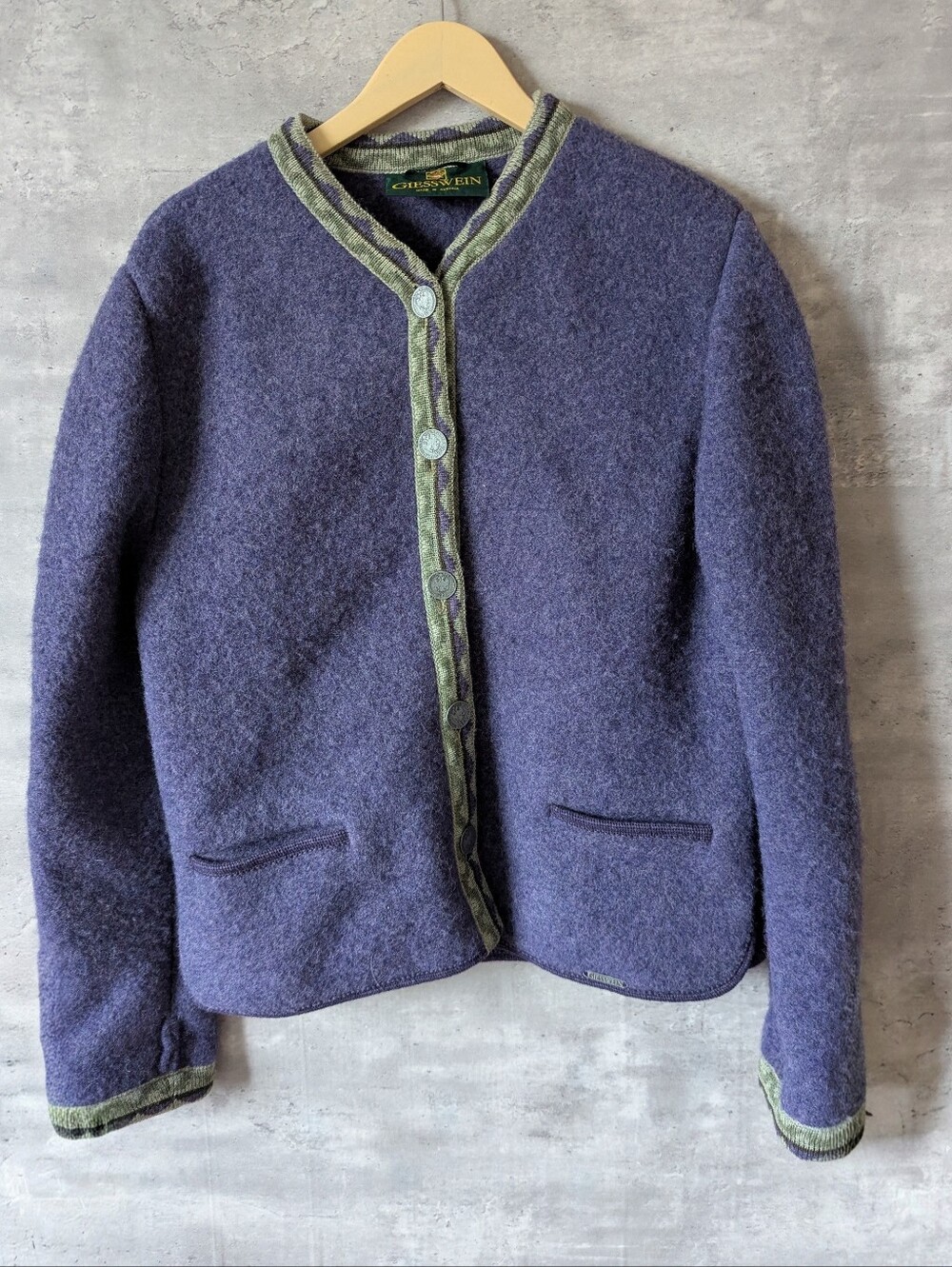 Vintage Giesswein 100% Boiled Pure New Wool Cardigan Jacket - Made In Austria